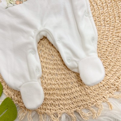 Macacão em Soft Casinha de Cogumelos - Off White e Areia